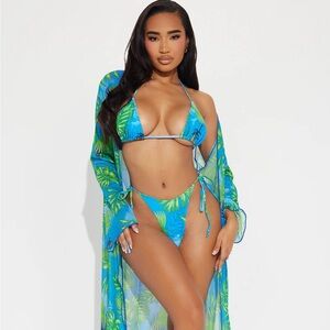 Fashionova Beach 3 Piece Bikini Set Blue